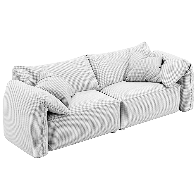 Modern Flannel Upholstered Scandinavian Sofa 3D model image 4