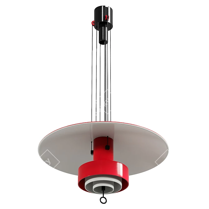 Sleek Metal Pendant Lamp 3D model image 2