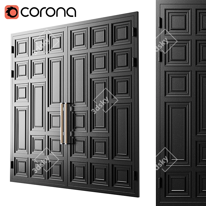 Sleek Black Loft Gate 3D 3D model image 1