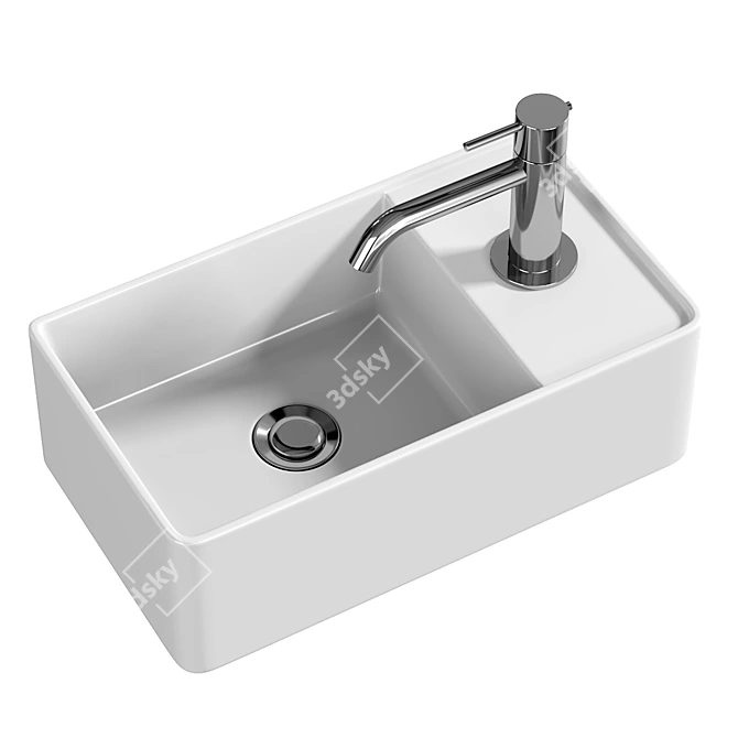 Teorema Glossy White Wall-Mount Sink 3D model image 2