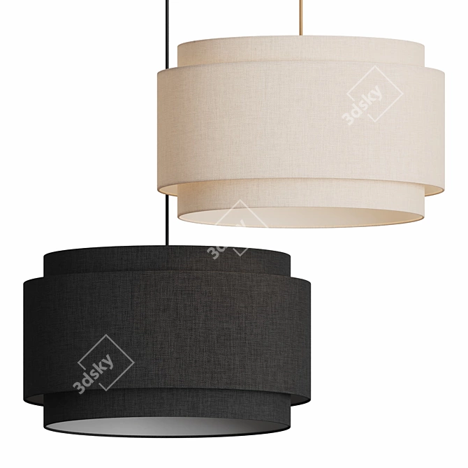 Avery Black Double Drum Pendant 3D model image 1