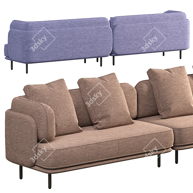 Modern Numbered Modular Seating 3D model image 2