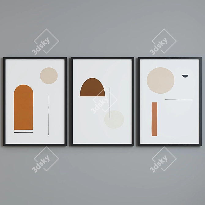 Modern Abstract Picture Frame Set 3D model image 4