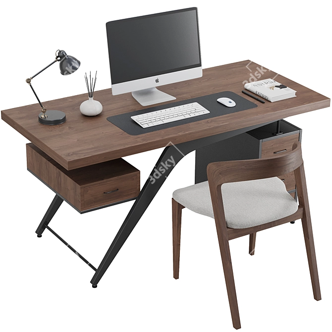 Modern Black Office Furniture Set 3D model image 1