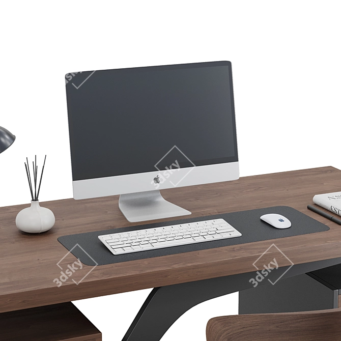 Modern Black Office Furniture Set 3D model image 3