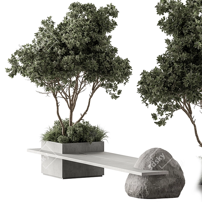 Urbane Plant Bench - Modular Aesthetics 3D model image 1