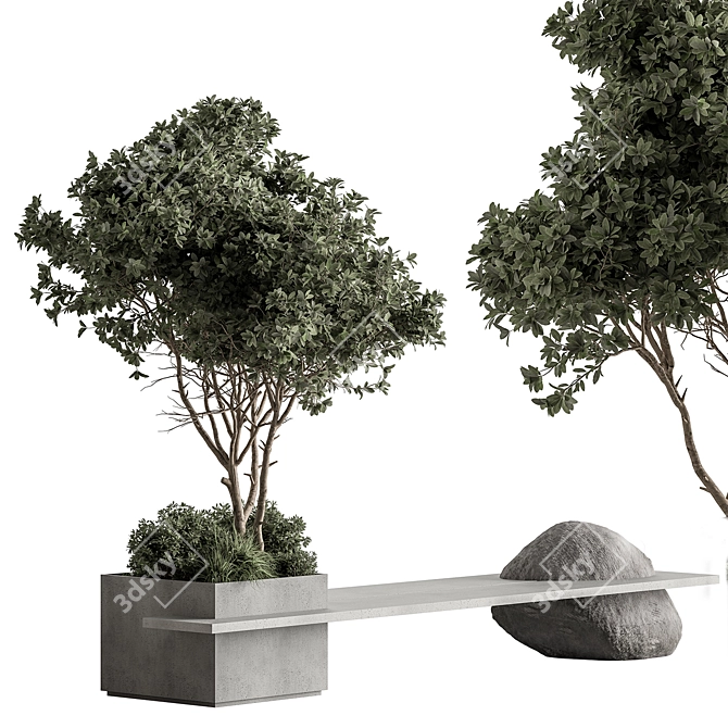 Urbane Plant Bench - Modular Aesthetics 3D model image 2