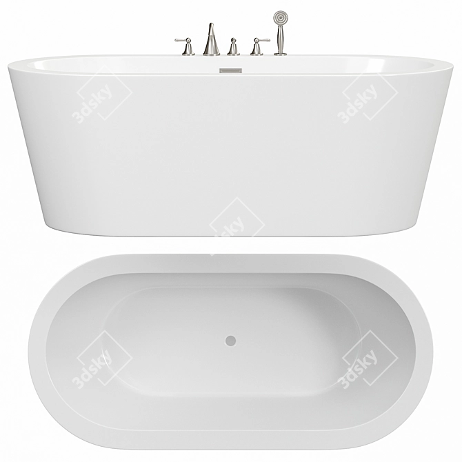 Modern Freestanding Soaking Acrylic Bathtub 3D model image 1