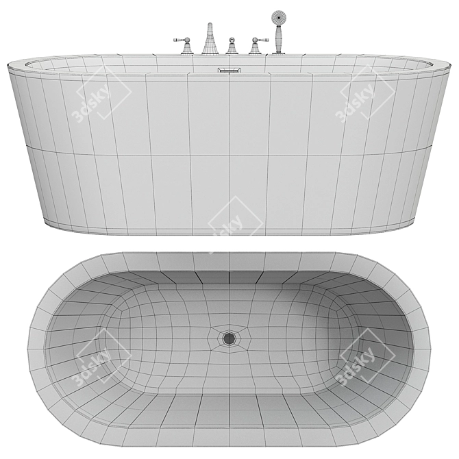 Modern Freestanding Soaking Acrylic Bathtub 3D model image 2