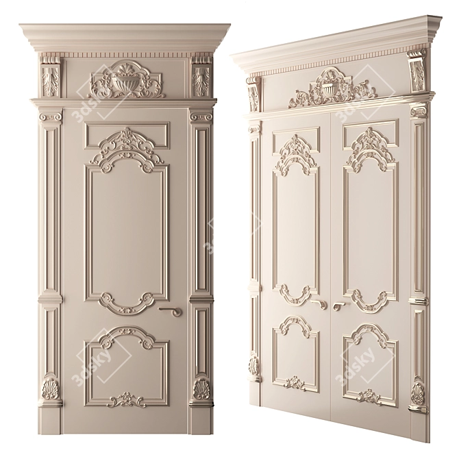 Baroque Style Classic Doors 3D model image 1