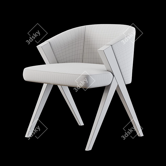 Luxury Boucle Wood Dining Chair 3D model image 4