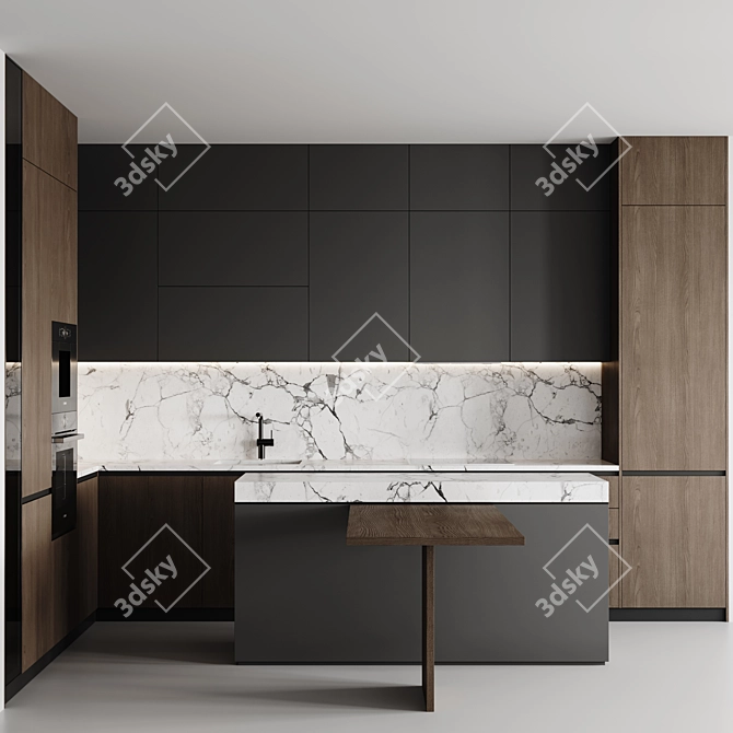 Versatile Modern Kitchen Design 3D model image 1