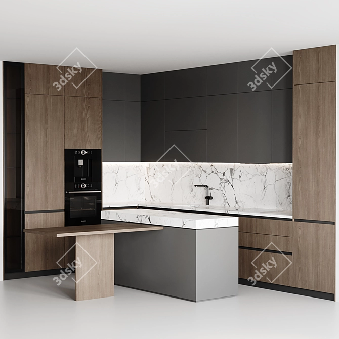 Versatile Modern Kitchen Design 3D model image 2