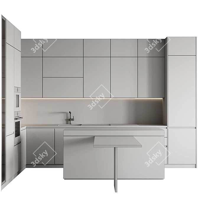 Versatile Modern Kitchen Design 3D model image 7