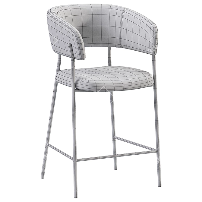 Velvet Taupe Business Bar Stools 3D model image 5