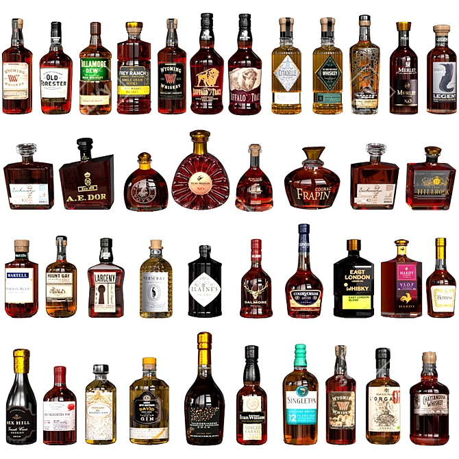 Premium Liquor Bottle Collection 3D Model 3D model image 1