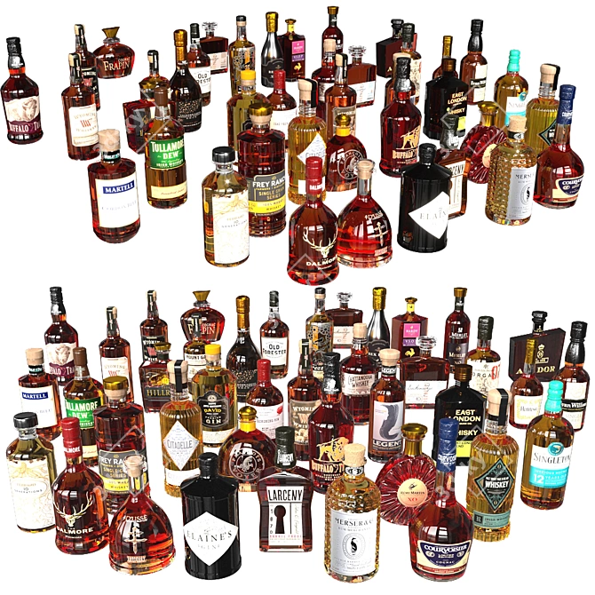 Premium Liquor Bottle Collection 3D Model 3D model image 2