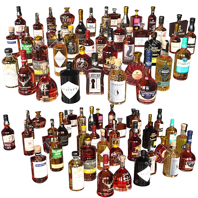 Premium Liquor Bottle Collection 3D Model 3D model image 3