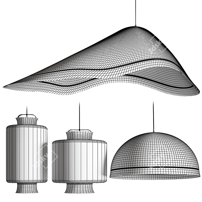 Conceptual Fiberglass Pendant Lamps 3D model image 5