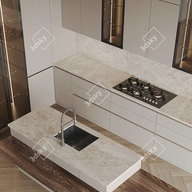 Sleek Kitchen 3D Models Set 3D model image 4