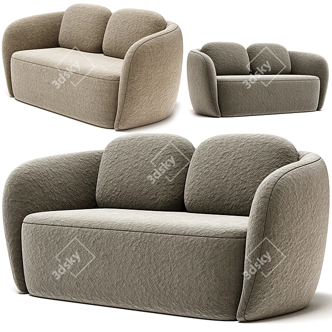 Modern Fabric 2-Seater Sofa, 2017 3D model image 2