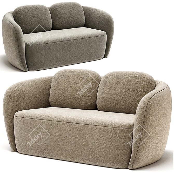 Modern Fabric 2-Seater Sofa, 2017 3D model image 3