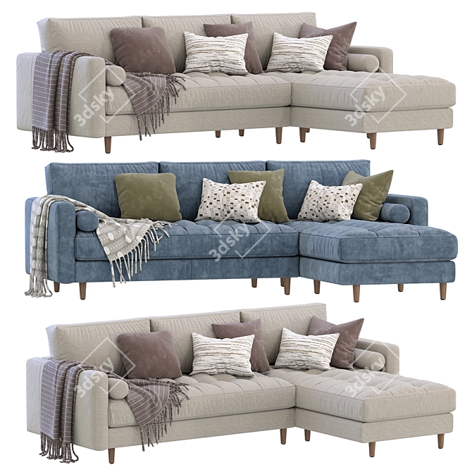 Modern Madison Chaise Sectional 2013 3D model image 2