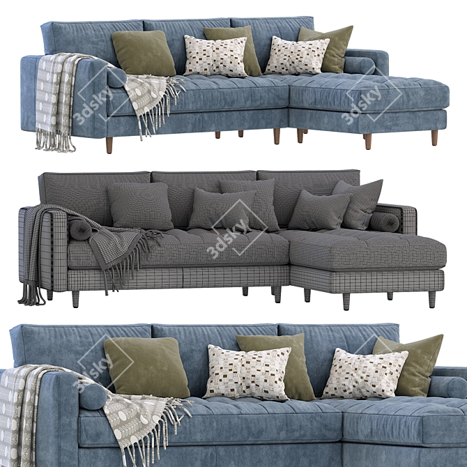 Modern Madison Chaise Sectional 2013 3D model image 4