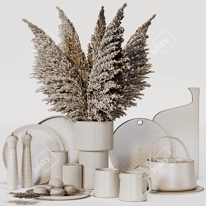 Premium Kitchen Tableware Collection 3D model image 4