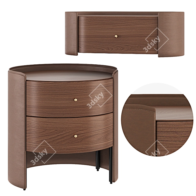 Firmo Walnut and Leather Furniture Set 3D model image 2