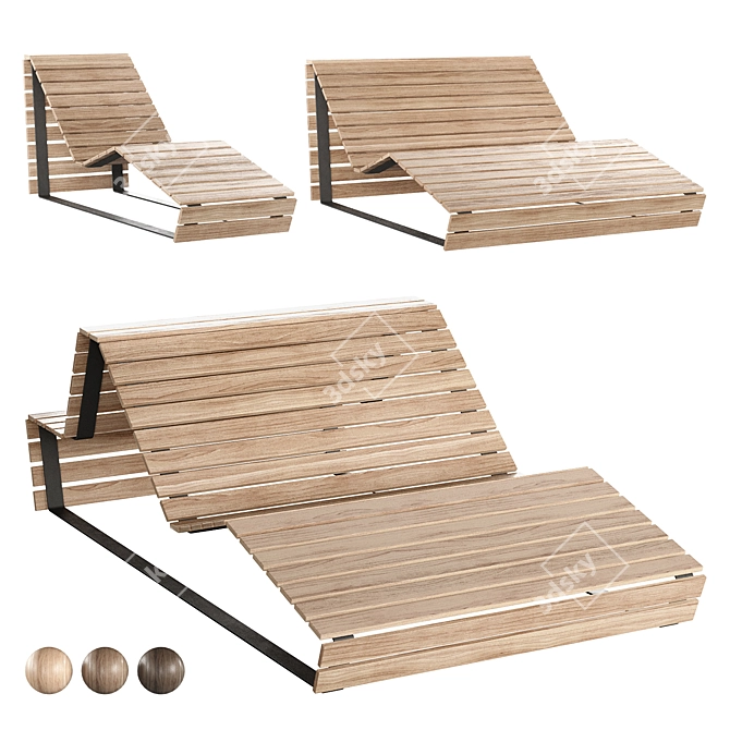 Park Benches, Lounger Set 3D model image 1