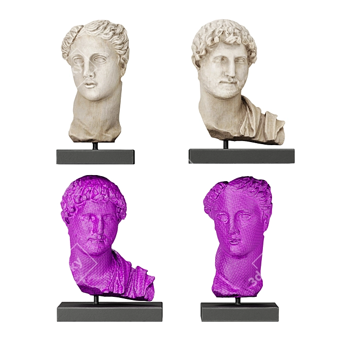  Classical Greek Busts Set 3D model image 2