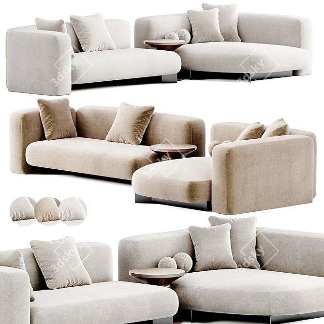 Modern Chic Art Nova Sofa 3D model image 2