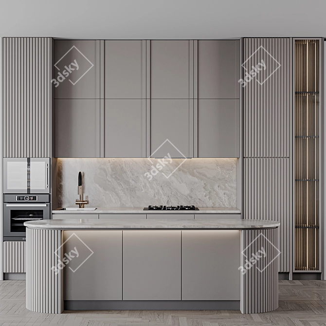 Adjustable Modern Kitchen Unit 3D model image 1