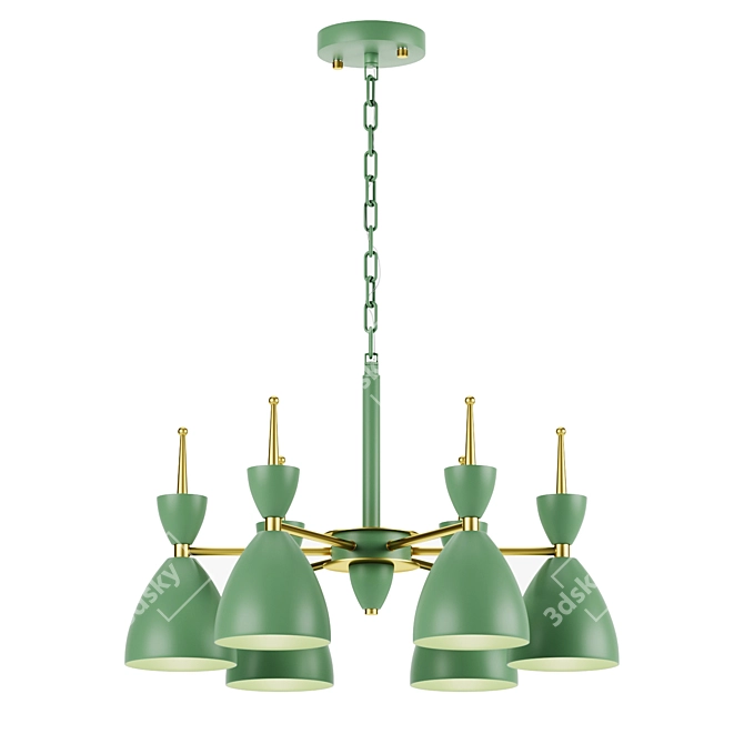 Sleek Metal Chandelier 6 Lights 3D model image 1