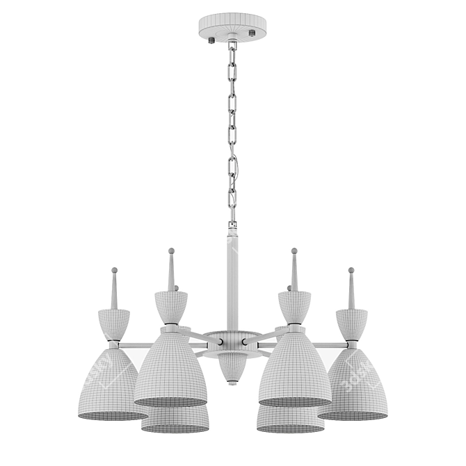 Sleek Metal Chandelier 6 Lights 3D model image 3