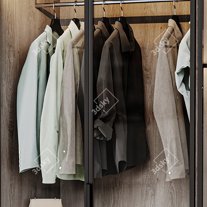 Modern Style Wardrobe with Clothing 3D model image 3