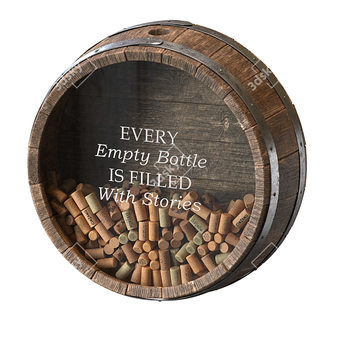 Rustic Wine Barrel Wall Decor 3D model image 1