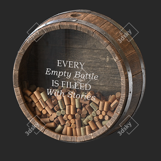 Rustic Wine Barrel Wall Decor 3D model image 2