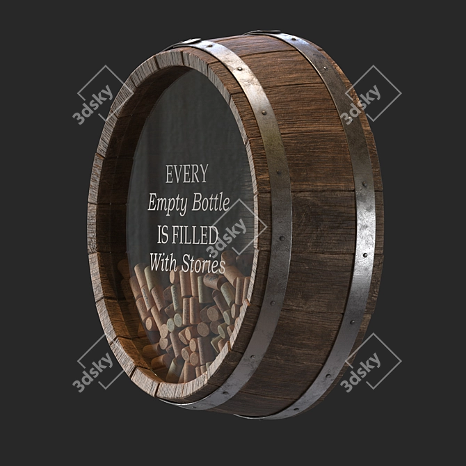 Rustic Wine Barrel Wall Decor 3D model image 4