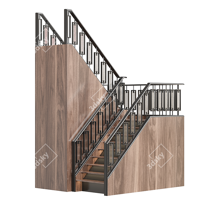 PolyMaster Modern Stair 04 Set 3D model image 1