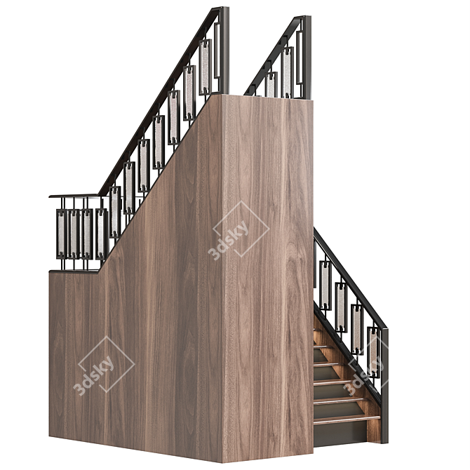 PolyMaster Modern Stair 04 Set 3D model image 2