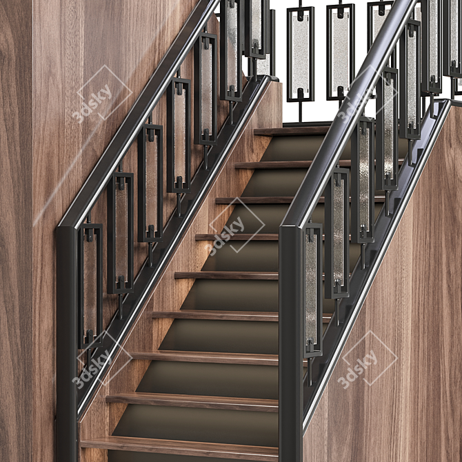 PolyMaster Modern Stair 04 Set 3D model image 3