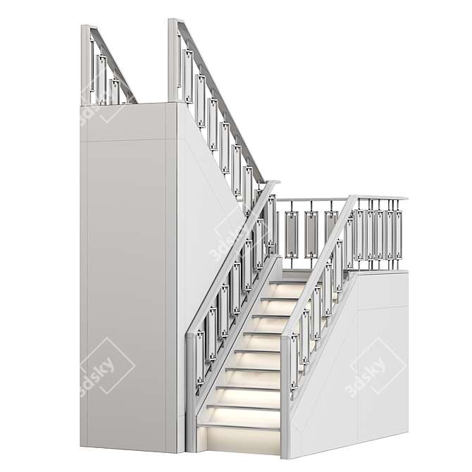 PolyMaster Modern Stair 04 Set 3D model image 4