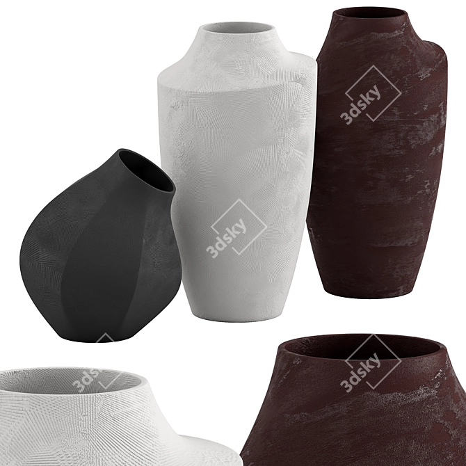 Handcrafted Ceramic Vase 3D model image 1