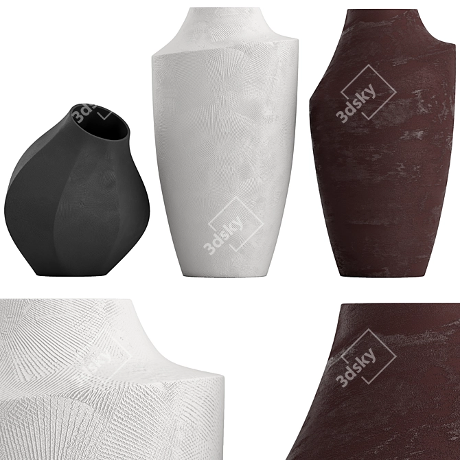 Handcrafted Ceramic Vase 3D model image 2