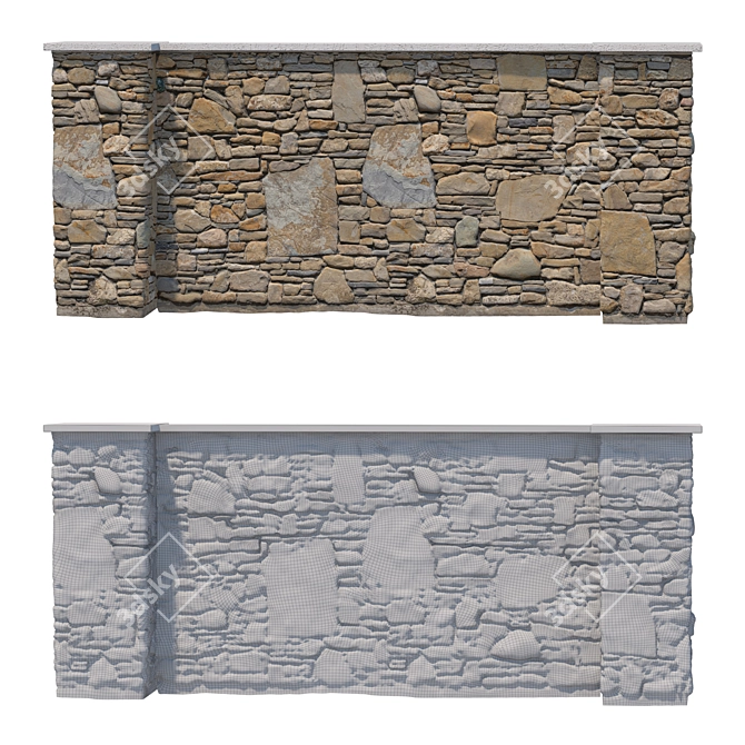 Wild Stone Fence Kit | Modular Design 3D model image 3