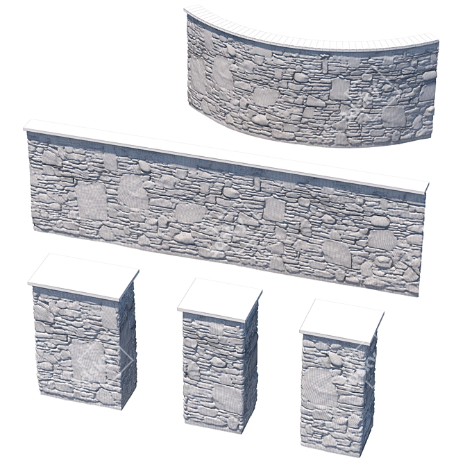 Wild Stone Fence Kit | Modular Design 3D model image 5