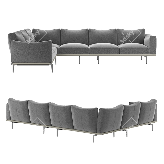 Italian Corner Sofa Comfortably Hugs 3D model image 2