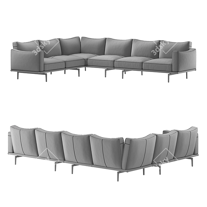 Italian Corner Sofa Comfortably Hugs 3D model image 7